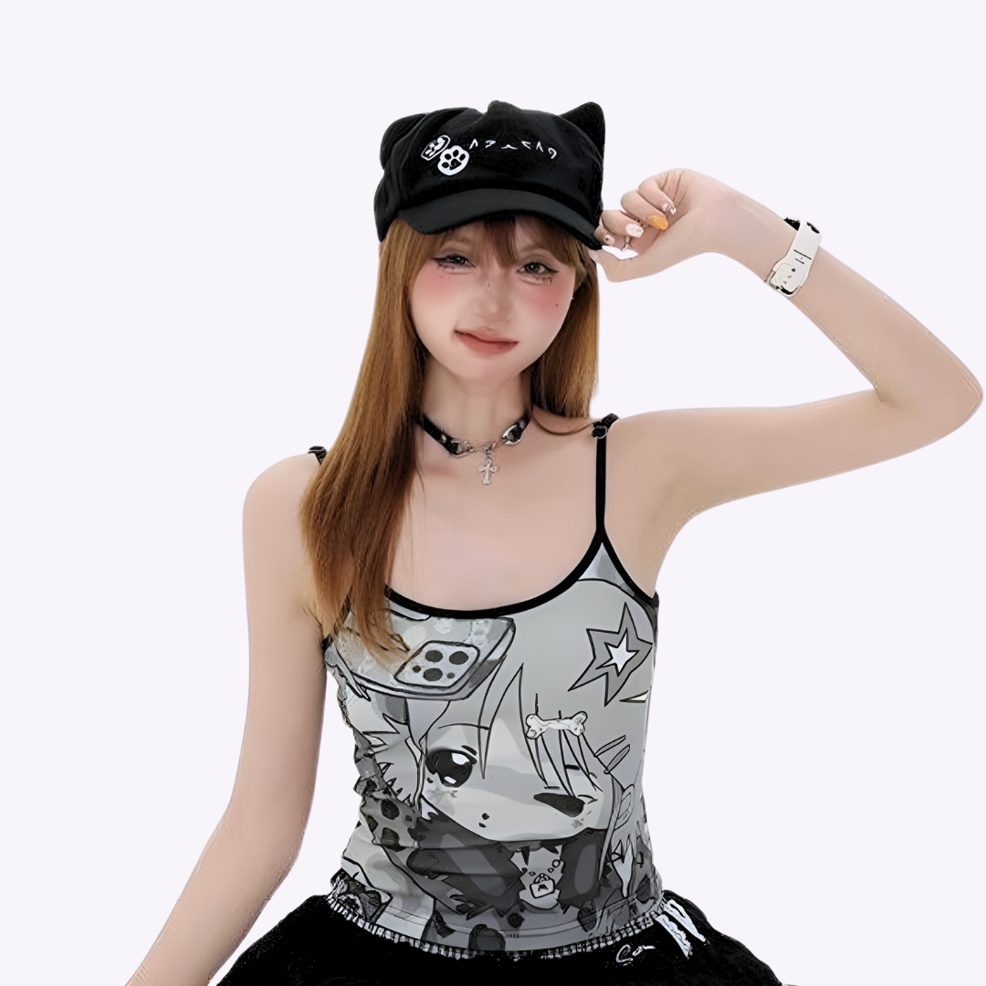 Image of Anime Sleeveless Cropped Tee